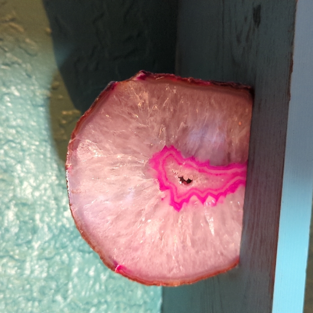 Pink natural crystal candle holder